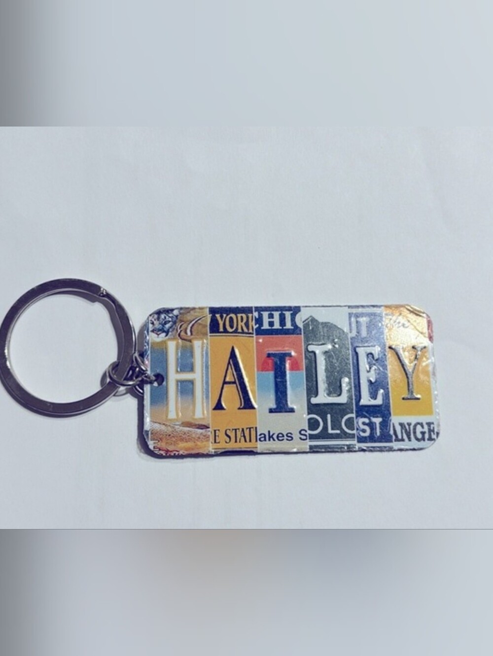 Multi-State License Plate Name Charm Keychain:HAILEY